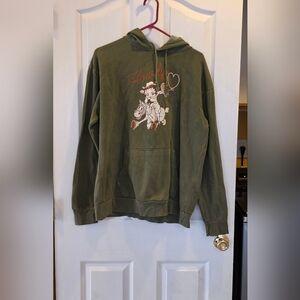 Olive Green Sz M Graphic Men's Green Hoodie